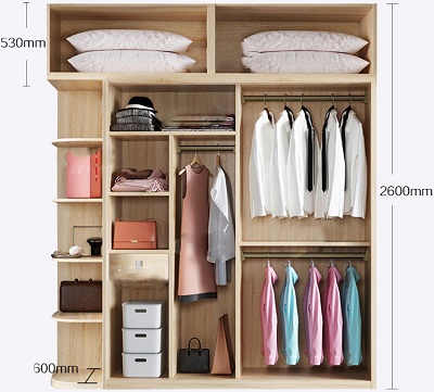 Tủ quần áo cao cấp kết hợp kệ góc và tủ đỉnh GMDF236