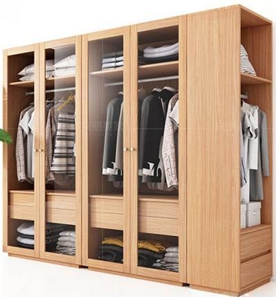 Tủ quần áo gỗ ép kết hợp kệ hông GHS-5837