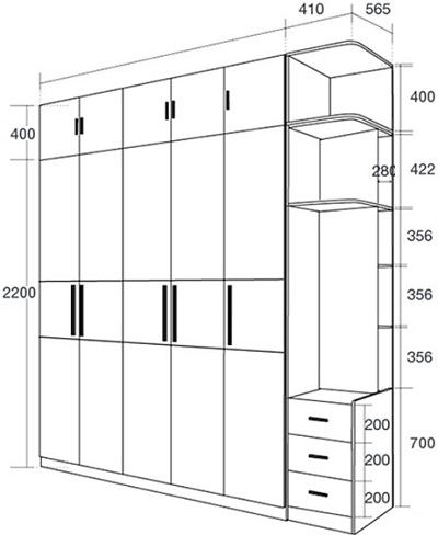 Thiết kế tủ để quần áo gia đình GMDF234 GHS-5960-4