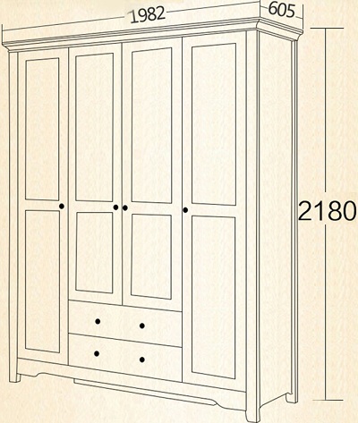 Thiêt kế tủ quần áo 1982 x 605 x 2180mm