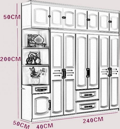 thiết kế chi tiết tủ quần áo ghs-51088