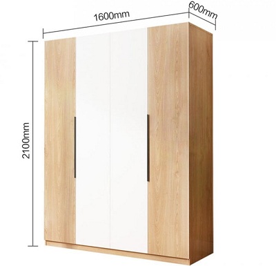 Tủ quần áo 4 cánh gỗ MDF công nghiệp phủ melamine GMDF229 ghs-51081