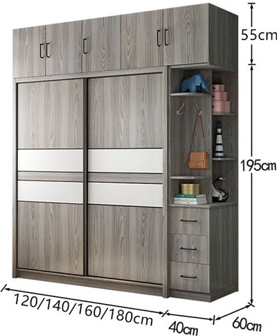 Tủ quần áo kết hợp kệ trang trí ghs-51172