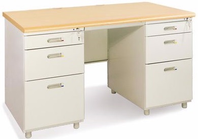 Bàn chân sắt mặt gỗ 2 hộc phủ laminate BONC257 BS14H-LV