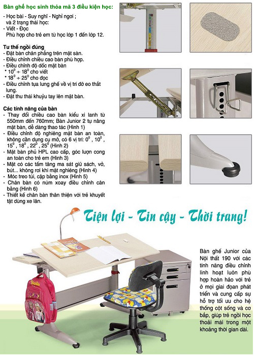 Các tính năng của bàn