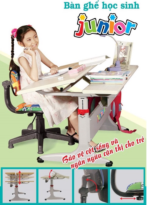 Bàn học sinh kết hợp với ghế chống gù lưng