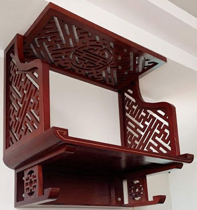 Ban thờ gỗ sồi kết hợp vách