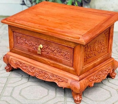 mặt hông Bàn tụng kinh gỗ hương đá BTK01