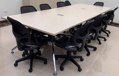 Bàn họp dài 360cm chân sắt kết hợp với ghế xoay