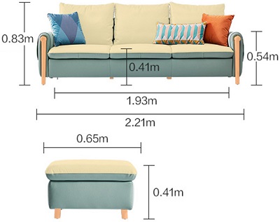 Thiết kế ghế sofa dài 2m21