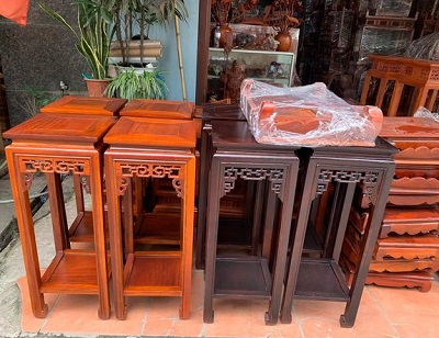 Đôn vuông gỗ lim sơm mầu cánh gian, mầu đậm