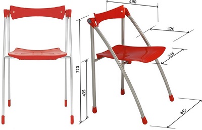 Ghế gấp hỗ trợ lưng, chân thép sơn GG09-S