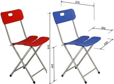Ghế gấp 3 mảnh mặt nhựa, khung thép sơn GG03-S