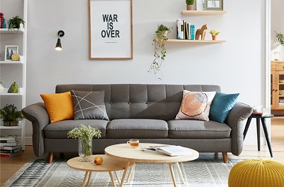 Ghế sofa nỉ màu xám đen