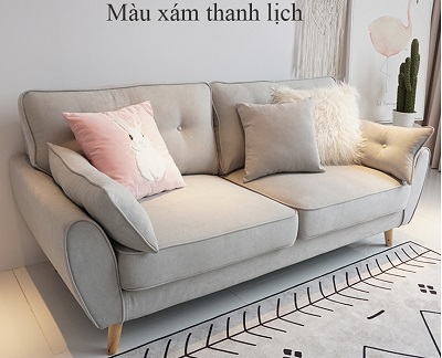 Ghế sofa băng bọc nỉ ghi xám