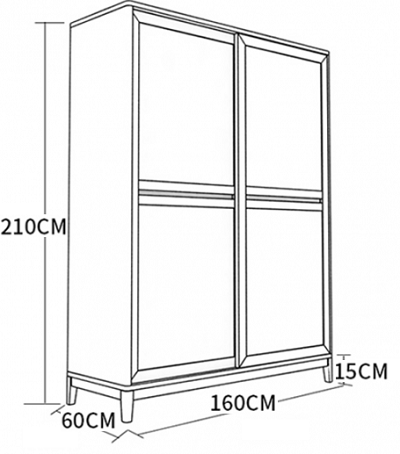 Thiết kế 2d tủ quần áo gỗ công nghiệp 1600mm