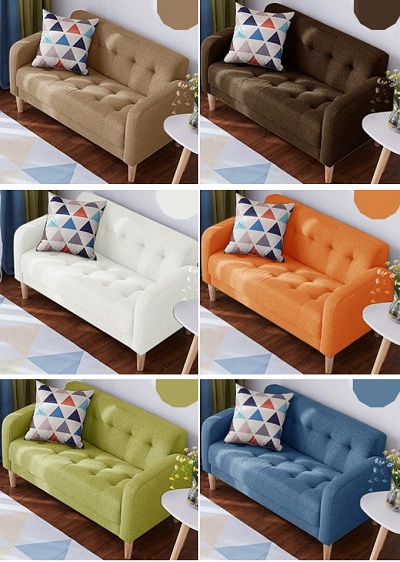 Mẫu ghế sofa xanh, vàng, trắng, nâu