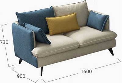 Băng ghế sofa 160mm màu xanh và xám