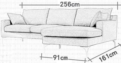 Thiết kế Ghế sofa bọc nỉ Kích thước D2560 x R1610 x C900 mm Dài x Rộng X Cao GSF183