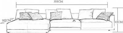 Thiết kế Ghế sofa bọc nỉ Kích thước D3550 x 1450/800 x 650 mm Dài x Rộng X Cao GSF178