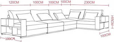 bộ ghế sofa góc L kết hợp kệ đồ dùng