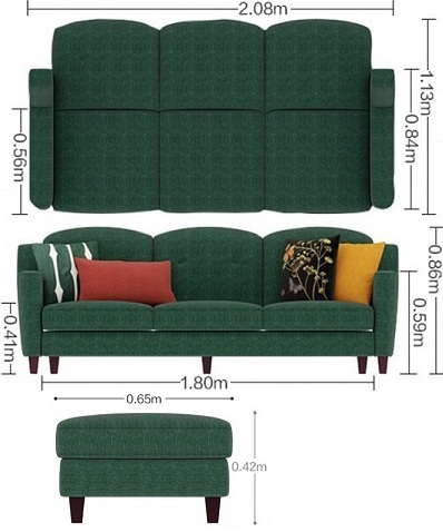 Thiết kế ghế sofa văng 2080mm