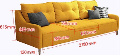 Thiết kế ghế sofa dài 2m18
