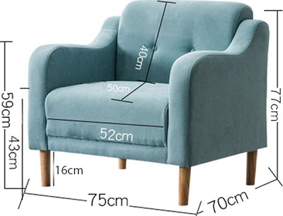 Thiết kế ghế sofa đơn dài 75cm
