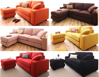 Ghế sofa góc màu xanh màu vàng đỏ