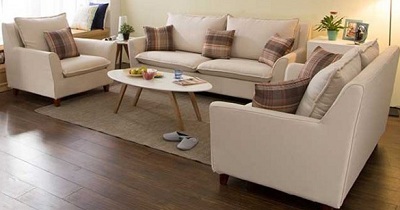 Ghế sofa bọc nỉ màu sữa