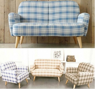Bộ ghế sofa bọc nỉ kẻ sang trọng
