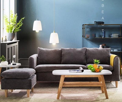 Ghế sofa bọc nỉ cao cấp thiết kế đẹp GSF45 chân gỗ