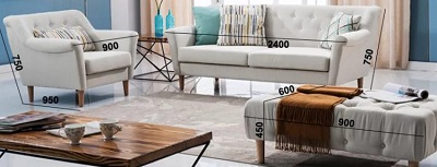 Thiết kế Ghế sofa bọc nỉ Kích thước Văng: 240cm, Đơn: 90cm, Đôn: 90cm Dài x Rộng X Cao GSF236