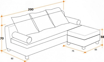 Thiết kế Ghế sofa bọc nỉ Kích thước 200x82x70cm Dài x Rộng X Cao GSF227
