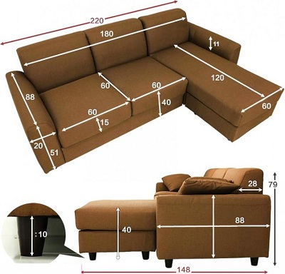 Thiết kế Ghế sofa bọc nỉ Kích thước 220 x 148 x 79cm Dài x Rộng X Cao GSF214