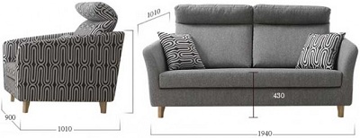 Thiết kế Ghế sofa bọc nỉ Kích thước 194 x 101 x 78 cm Dài x Rộng X Cao GSF197