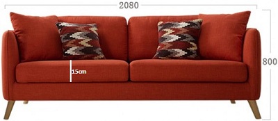 Thiết kế Ghế sofa bọc nỉ Kích thước 208 x 80 x 80 cm Dài x Rộng X Cao GSF200