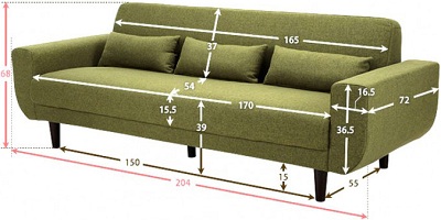 Thiết kế Ghế sofa bọc nỉ Kích thước 204 x 72 x 68 cm(DxRxC) GSF167