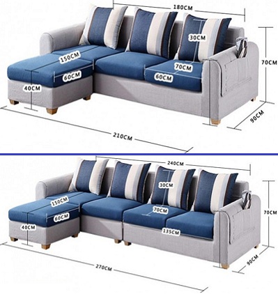 Ghế sofa góc L bọc nỉ phòng khách GSF139 thiết kế đẹp