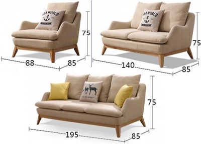 Ghế sofa phòng khách bọc nỉ GSF127 kiểu dáng hiện đại