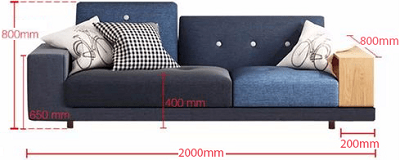 Thiết kế ghế sofa 2000 x 800 x 800mm