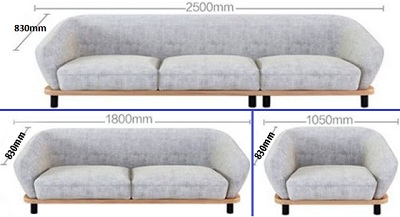 Kích thước ghế sofa văng 1800 x 830 x 850mm 