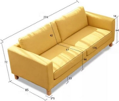 Thiết kế ghế sofa bọc nỉ vàng