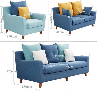 Thiết kế ghế sofa 1m42 và 1m97