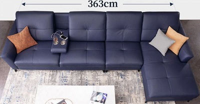 Ghế sofa góc màu xanh