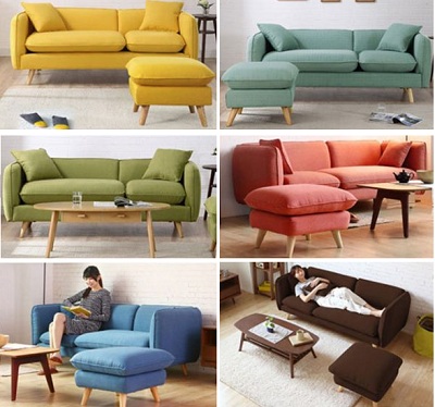 Mẫu ghế sofa xanh, đỏ, vàng, nâu