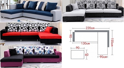 Thiết kế Ghế sofa bọc nỉ Kích thước 220 x 155 x 67cm Dài x Rộng X Cao GSF252