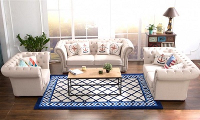 Bộ ghế sofa tân cổ điển màu trắng sữa