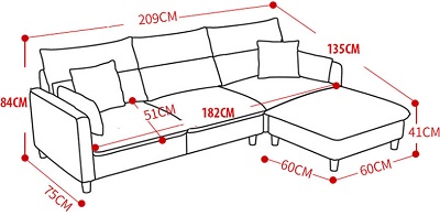 Bản vẽ ghế sofa kích thước 209cm