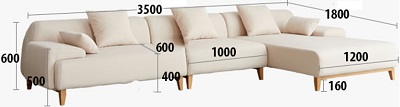 thiết kế ghế sofa góc bọ nỉ 3500mm